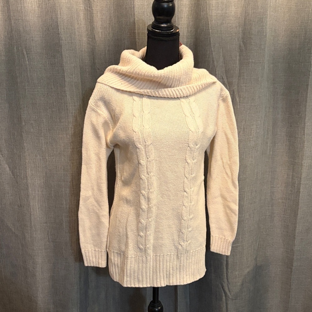 J. Crew Cream Cable Knit Cowl Sweater